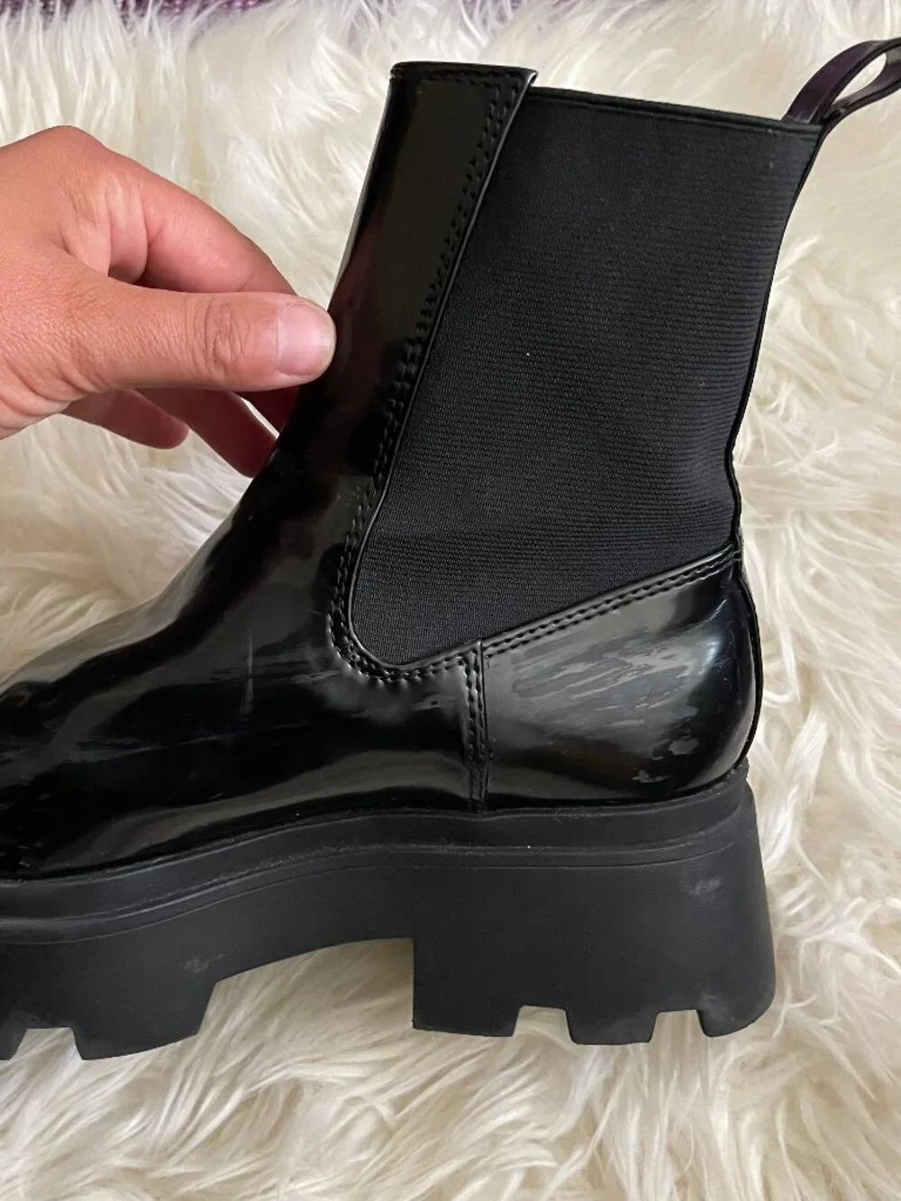 Open Edit Women’s Iris ediris Lug Sole Black Platform Chelsea Boots Size 7